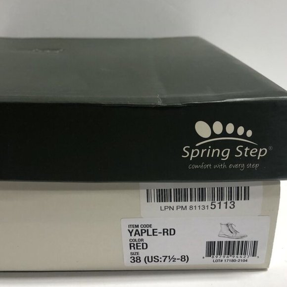 Spring Step Women’s Yaple, Red Leather Zip Booties, Size EU 38, US 7.5-8M - Picture 6 of 6